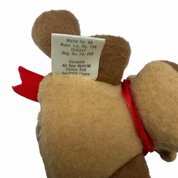 Hallmark Rodney Reindeer Plush Beanbag Stuffed Animal Christmas Red Scarf 1980s - Picture 10 of 10